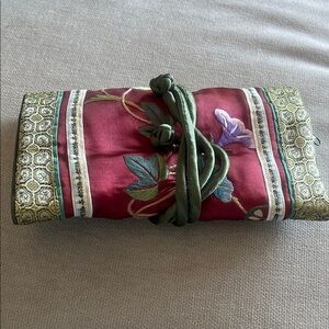 Embroidered Silk Jewelry Roll